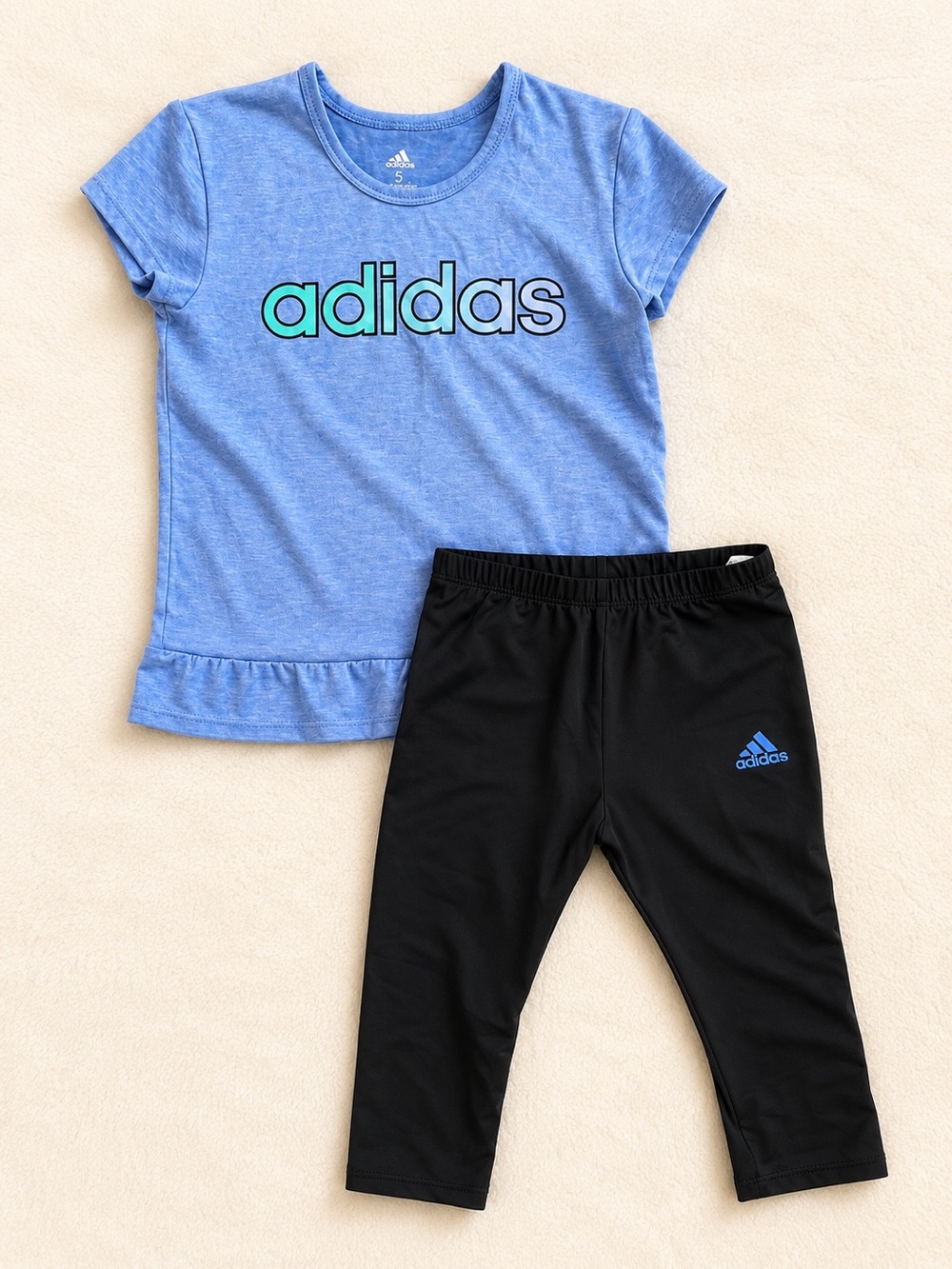 adidas Blue Logo Tee with White Print